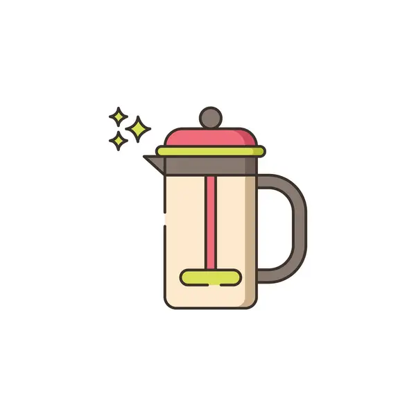 French press flat icon isolated on white background. vector illustration — Stock Illustration French Press Flat Icon Isolated White Background Vector Illustration Royalty Free Stock Illustrations