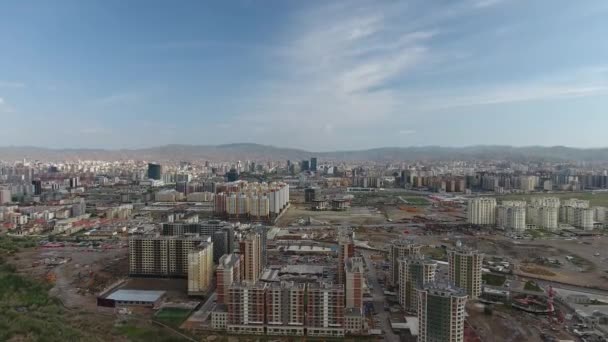Drone Aéreo Disparou Descobrir Capitão Ulaanbaatar Mongólia Cidade Construção — Vídeo de Stock