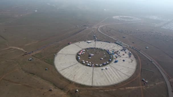 Letecký Drone Shot Top View Naadam Festival Mongolsku Slunečný Den — Stock video
