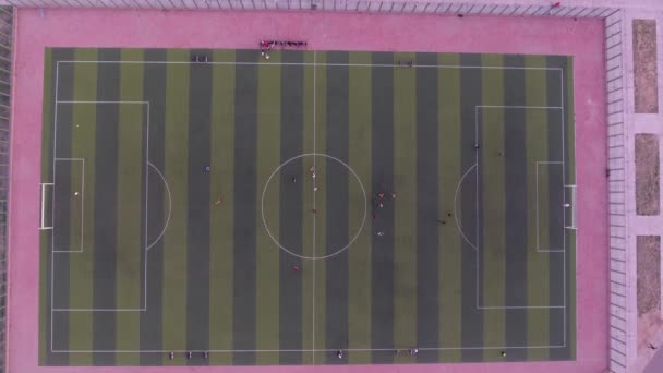 Drone Aéreo Tiro Campo Futebol Mongólia Ulanbator — Vídeo de Stock