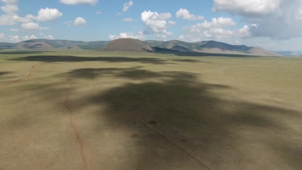 Drone Aéreo Disparado Paisaje Sin Fin Volcán Extinto Mongolia — Vídeos de Stock