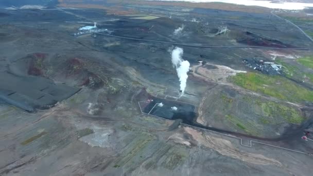 Erstaunliche Drohne Schoss Über Schwefeldampf Namafjall Hverarond Geysire Schlammgruben Island — Stockvideo