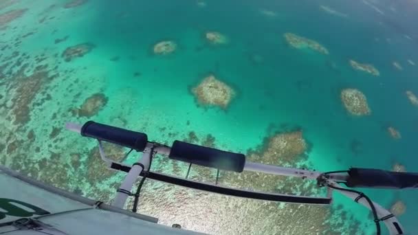 Grande barrière de corail australienne Cairns vue depuis un hélicoptère — Video