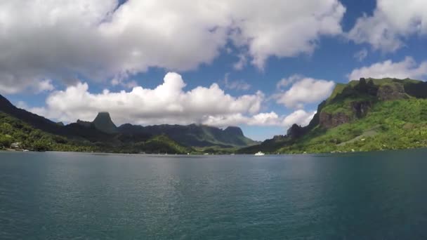 Opunohu Blick Von Einem Boot Französisch Polynesien Moorea Sonniger Tag — Stockvideo