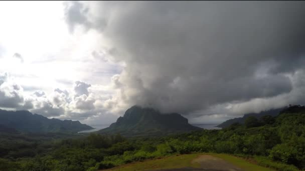 Moorea Daki Belvedere Den Bulutlu Timelapse Manzarası Mont Rotui Önde — Stok video