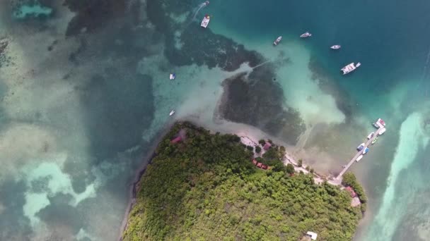 晴れた日の午後に撮影された空中ドローン サンゴ礁に囲まれた美しい島の上からの眺め 雲の影 マルティニーク島に位置マダム — ストック動画