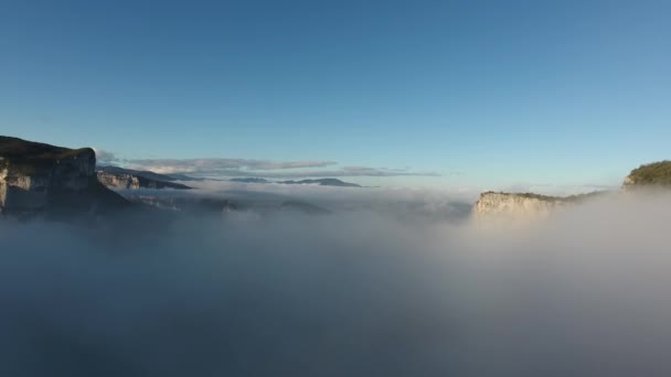 Widok Lotu Ptaka Mistyczne Pochmurne Góry Vercors Dzień Dobry Francja — Wideo stockowe