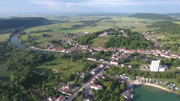 Landelijk Stadje Frankrijk Drone Dun Sur Meuse — Stockvideo