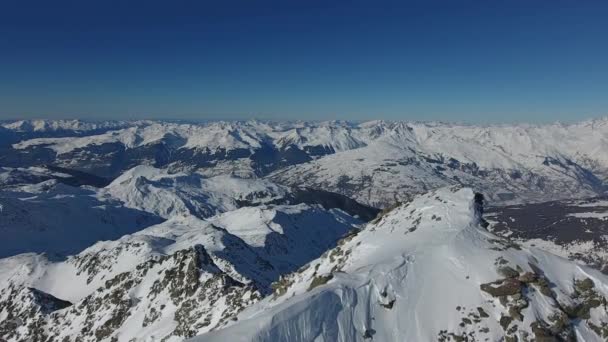 Voler Long Crête Montagne Dans Les Alpes Françaises Vue Aérienne — Video