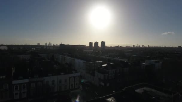 Finsbury Barrio Londres Zona Residencial Urbana Vista Drone Tarde Aérea — Vídeo de stock