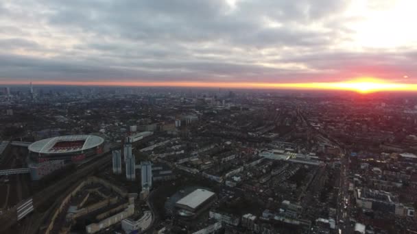Stadion Finsbury Sąsiedztwo Londyn Zachód Słońca Antena Dron Strzał — Wideo stockowe