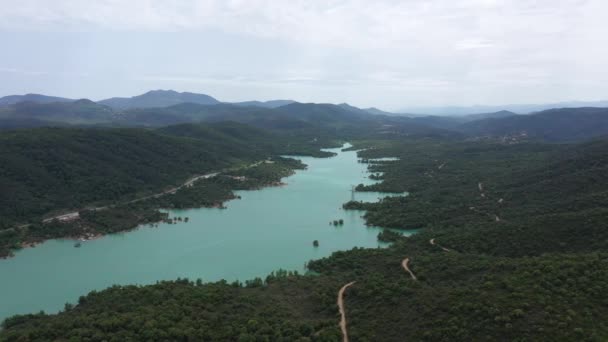 Right Left Traveling Saint Cassien Lake Reservoir France Mountains Vegetation — Stock Video