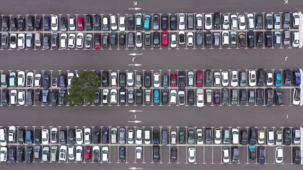 Rechts Naar Links Antenne Reizen Een Auto Geparkeerd Een Parkeerplaats — Stockvideo