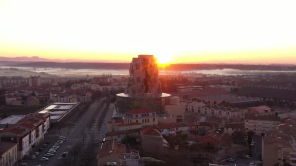 Arles Luma Stichting Zonsopgang Luchtfoto Verbazingwekkende Moderne Artistieke Structuur Frankrijk — Stockvideo