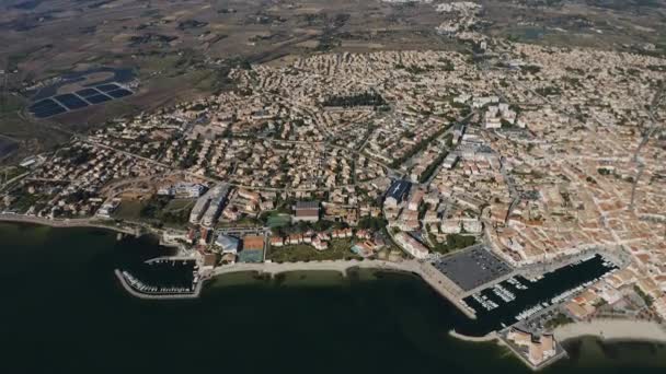 Ünlü Istiridye Başkenti Bouzigues Hava Aracı Balıkçılık Yelkencilik Limanı Etang — Stok video