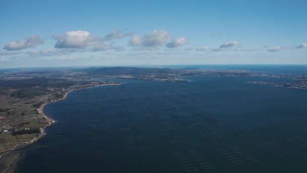 Bassin de Thau, Bouzigues, Sèce te, Balaruc les bains de uma vista aérea global — Vídeo de Stock