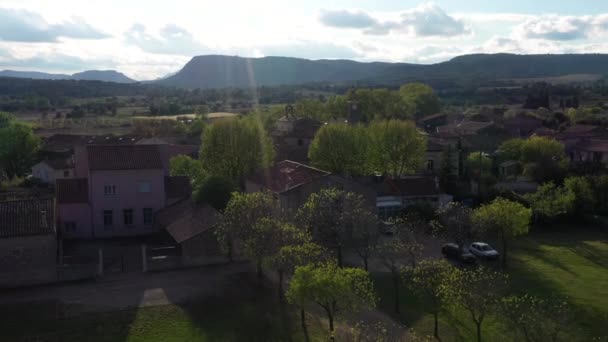 Campagne Village Herault Occitanie Francia Atardecer Primavera Aérea Residencial Zona — Vídeo de stock