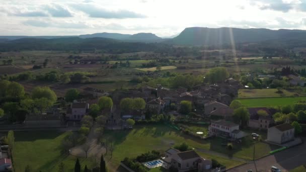 Wioska Campagne Południe Francji Herault Winnice Domy Lotnicze Dron Shot — Wideo stockowe