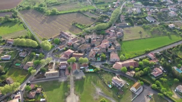 Aerial Drone Shot Village Campagne France Sunset Time Old Village — Vídeo de stock