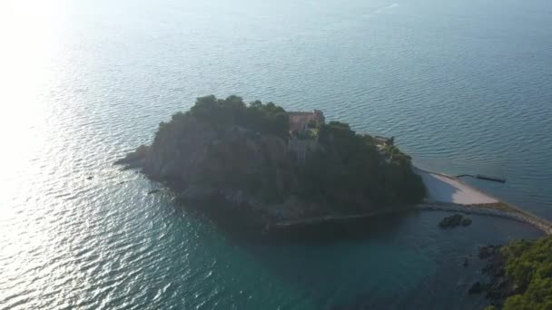 Luchtfoto Van Middellandse Zee Leeg Fort Bregancon Frankrijk — Stockvideo