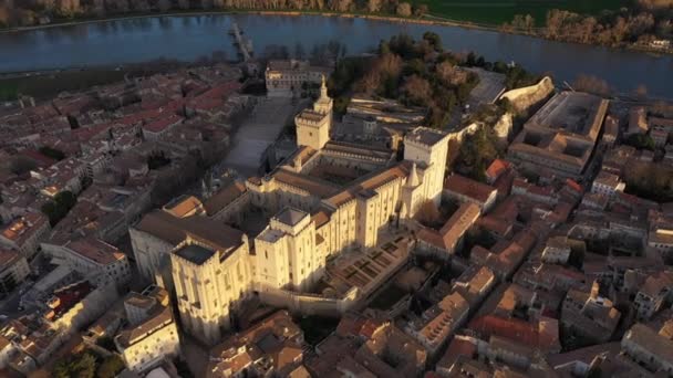 Paleis van de pausen middeleeuwse gotische gebouw architectonische bezienswaardigheid Avignon — Stockvideo