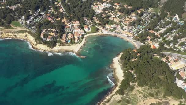 Veduta Aerea Della Costa Blu Del Mediterraneo Calanque Des Tamaris — Video Stock