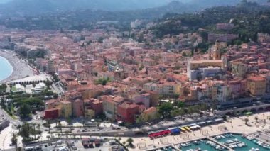 Menton renkli evler, deniz kenti, Akdeniz Fransa