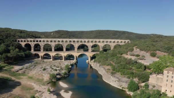 Pont Gard Ancien Pont Aqueduc Romain Vue Aérienne Passant Par — Video