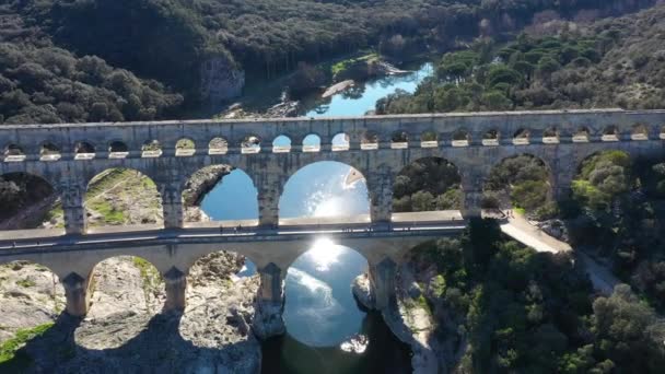 Pont Gard Réflexion Sur Gardon France — Video