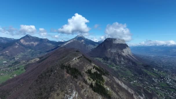 Montaña Chartreuse Desde Una Vista Del Dron Día Soleado Aéreo — Vídeos de Stock