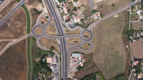 Roundabout Padrões Aéreo Tiro Superior Rodovias Tráfego França Sul Montpellier — Vídeo de Stock
