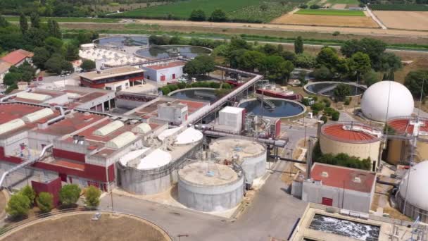 Estação de tratamento de águas residuais Montpellier vista aérea França Languedoc Roussillon — Vídeo de Stock