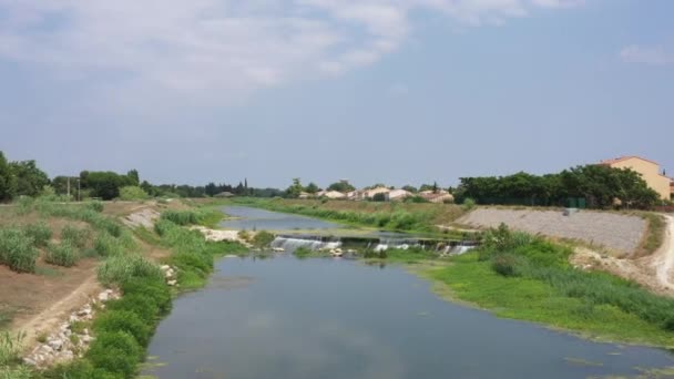 Rivière Lez Montpellier Lattes Vue Aérienne Sur Drone Journée Nuageuse — Video