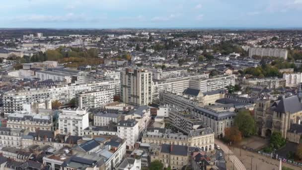 Innenstadt le Mans Antennenwohngebäude und Arbeitsbereich städtische Umgebung — Stockvideo