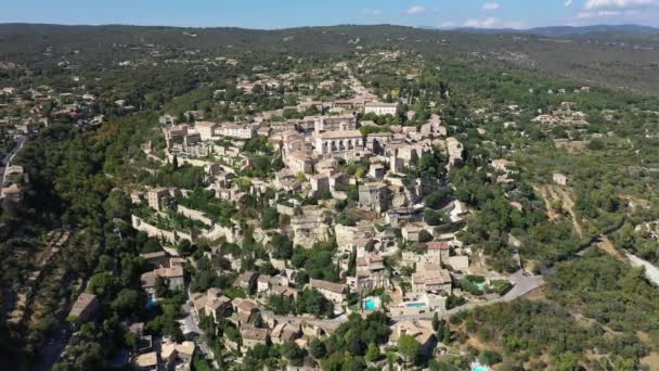 Gordes vista aérea colina aldeia Les Plus Beaux Villages de France Vaucluse — Vídeo de Stock