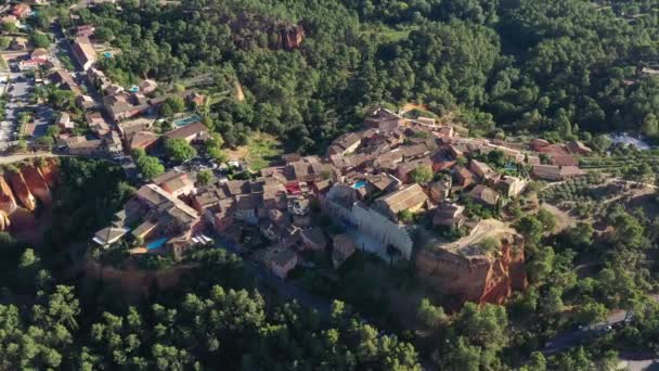 Roussillon Widok Lotu Ptaka Naturalny Regionalny Park Luberon Wzgórze Wieś — Wideo stockowe