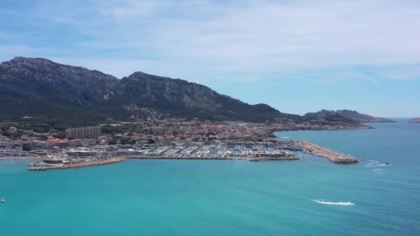 Luftaufnahme Der Marina Pointe Rouge Yachthafen Marseille Calanques Frankreich — Stockvideo