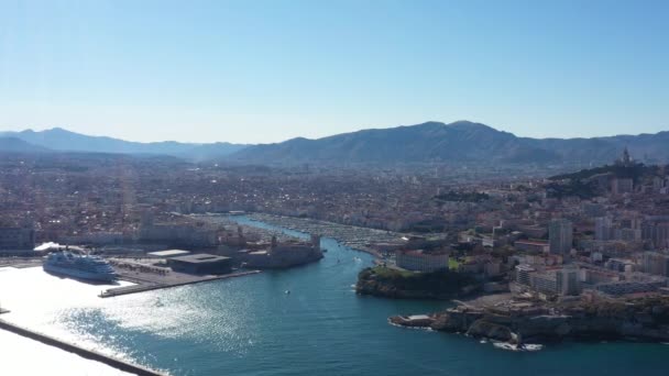 Vliegen Naar Marseille Vieux Port — Stockvideo