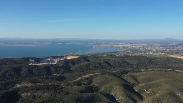 Повітряний Ландшафт Видобуток Кар Єрного Лісу Середземноморського Моря Сприяють Сюрприз — стокове відео