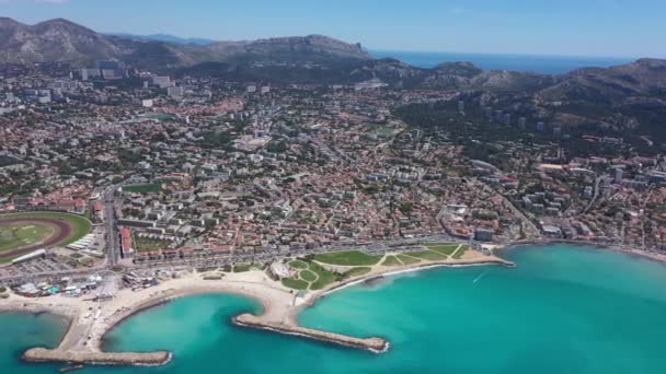 Südliche Bezirke Von Marseille Prado Strand Calanques Nationalpark — Stockvideo