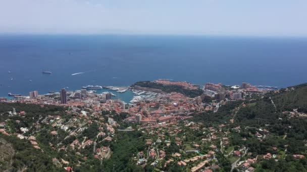 Grande Vista Aérea Mônaco Cap Ail Beausoleil Roquebrune Cap Martin — Vídeo de Stock