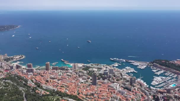 Antena Powrotem Podróże Nad Monako Drugim Najmniejszym Krajem Najbogatszym Miejscem — Wideo stockowe