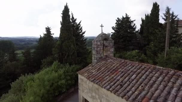 Drone Tiré Sur Une Église Dans Sud France Avec Des — Video