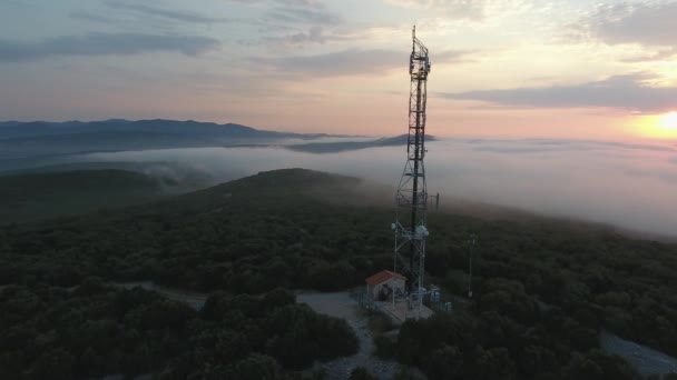 Drone Tourné Autour Une Grande Antenne Dans Sud France Lever — Video