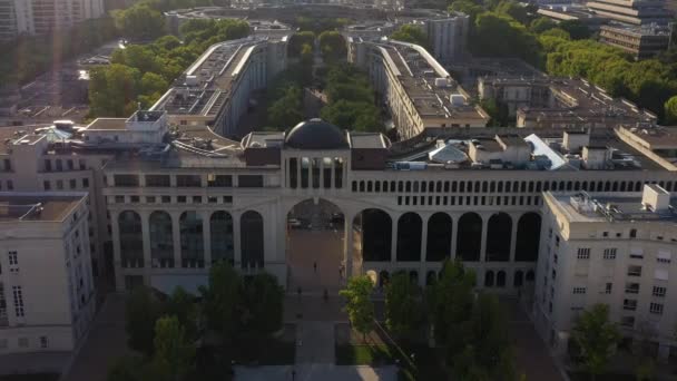 Vue aérienne imprenable sur le quartier Antigone France heure du coucher du soleil découverte — Video