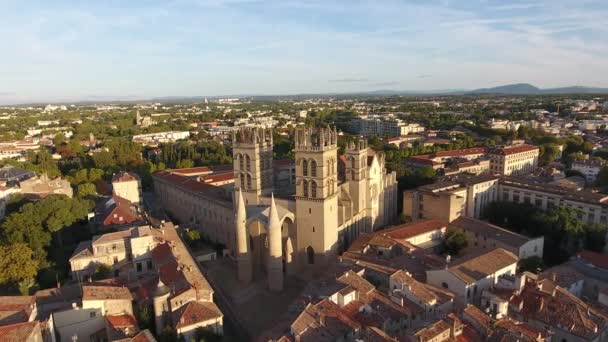 Kathedrale Und Medizinische Fakultät Montpellier Frankreich Drohnenansicht — Stockvideo