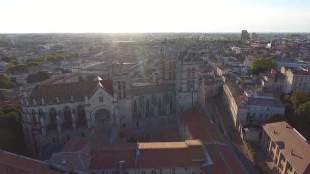 Faculdade Medicina Vista Lateral Nascer Sol Montpellier Drone Tiro — Vídeo de Stock