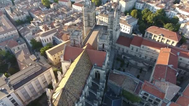 Drone Aérien Cathédrale Montpellier Lever Soleil — Video