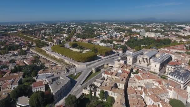 Πάρκο Montpellier Peyrou Drone Εναέρια Ηλιόλουστη Μέρα Γαλλική Επίσημη Κήπο — Αρχείο Βίντεο