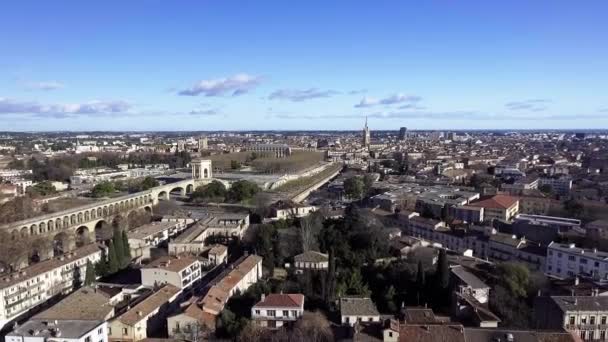 Montpellier arceaux Nachbarschaft im Winter Drohnen Luftaufnahme — Stockvideo
